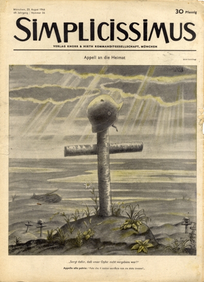 Simplicissimus Heft 34 August 1944 Karikatur Appell an die Heimat Schilling Verlag Hirth