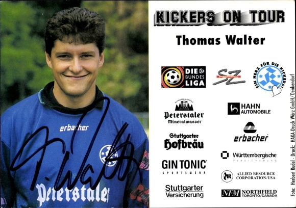 Autograph card footballer Thomas Walter, SV Stuttgarter Kickers, autograph