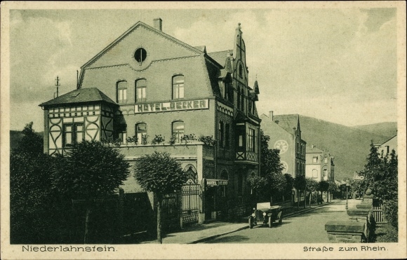 KP Niederlahnstein Lahnstein w dzielnicy Rhein Lahn, droga do Renu, Hotel Becker