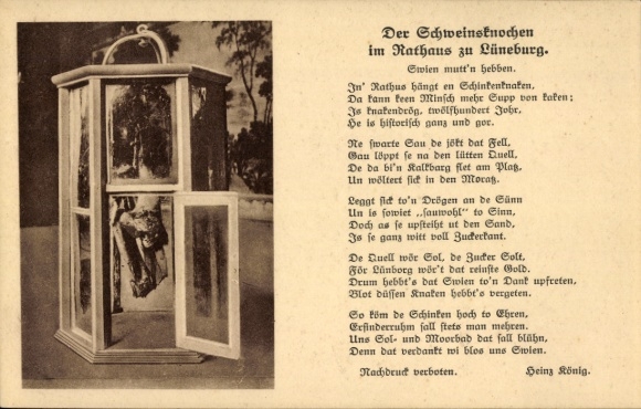Gedicht Ak Lüneburg in Niedersachsen, Der Schweinsknochen im Rathaus, Heinz König