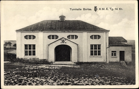 Postcard Borlas Klingenberg in the Ore Mountains, gym DT 6 ME Tg. 14 Kr.