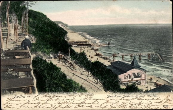 Ak Sellin Mecklenburg Vorpommern, strand vanaf de stad naar het westen
