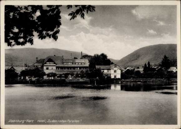 Postcard Ilsenburg in the Harz Mountains, Hotel Zu den roten Forellen