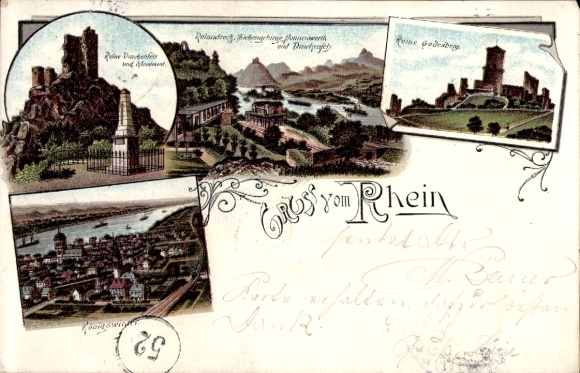 lito Königswinter am Rhein, Panorama, Ruiny Godesburga, Rolandseck