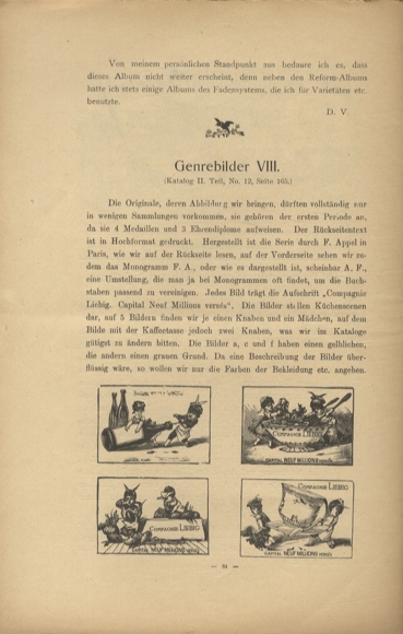 Liebig pictures newspaper advertising Dreser issue 6, volume 13, 1908