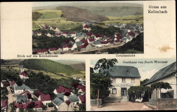 Ak Kellenbach im Hunsrück, Gasthaus, Kirchstraße, Totalansicht