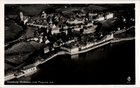 Postcard Meersburg on Lake Constance, aerial photograph