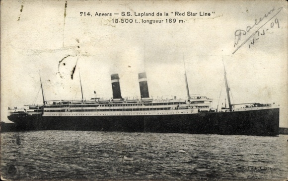 Ak RSL Dampfer SS Lapland, Red Star Line