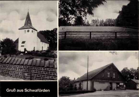 Postcard Schwaförden in Lower Saxony, inn, church