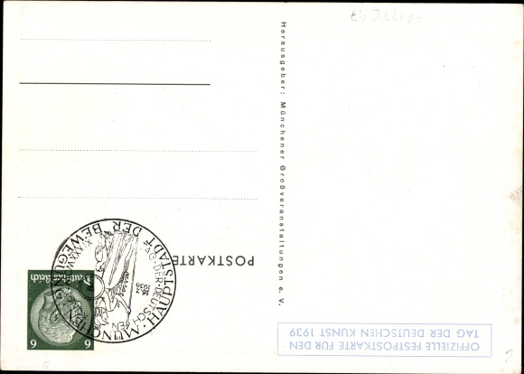 Artist Postcard Kaspar, Munich, Day of German Art, 14th-16th. July 1939