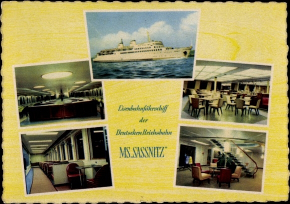 Picture of the railway ferry MS Sassnitz, Deutsche Reichsbahn, interior view
