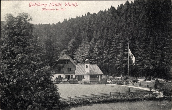 Postcard Gehlberg in Thuringia, bells in the valley, forest area