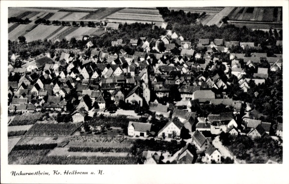 Postcard Neckarwestheim Baden Württemberg, aerial photograph