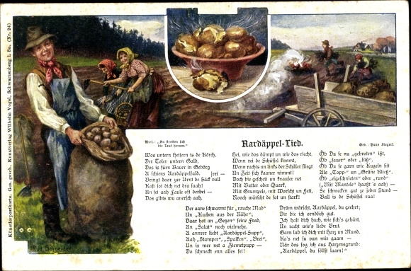 Song artist PC Schneider, Rud., Aardäppel song, potato harvest, publishing house Wilhelm Vogel