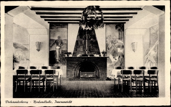 Postcard Dieksanderkoog Friedrichskoog in Dithmarschen, Neulandhalle, interior view