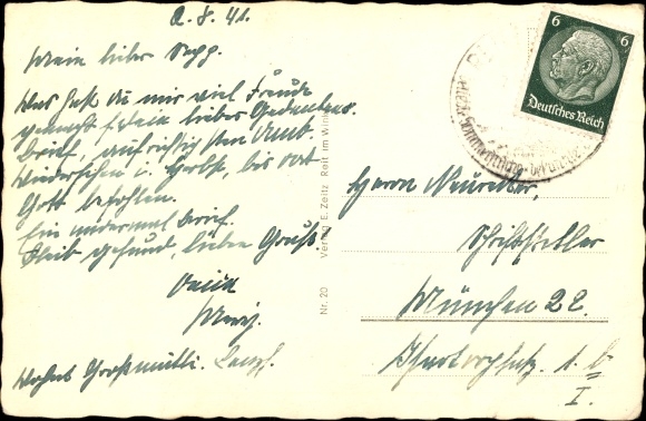 Postcard Reit im Winkl in the Traunstein district of Upper Bavaria, view of the Lenzenhof