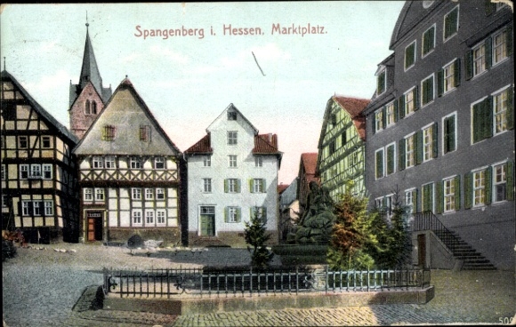 Postcard Spangenberg in Hesse, market square