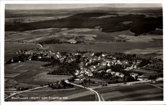 Postcard Westhausen in Württemberg, aerial photograph
