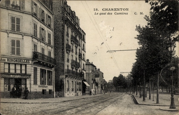 Ak Charenton le Pont Val de Marne, Restaurant Aux Hirondelles, quai des Carrières, C. M.