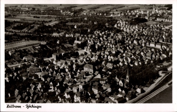 KP Böckingen Heilbronn am Neckar, zdjęcie lotnicze wielu domów, 1949
