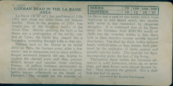 Stereo photo German Dead in the La Basse area, I WK