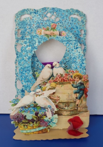 Backdrop card 3D wafer standee, congratulations, doves, flowers, forget-me-nots, lilies of the valley