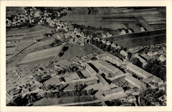 Postcard Triesdorf Weidenbach in Middle Franconia, aerial photograph, agricultural school
