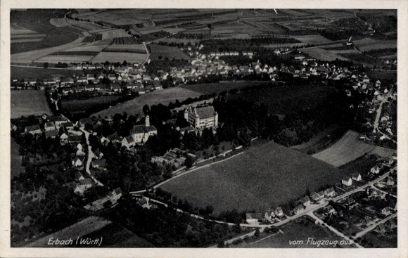 Postcard Erbach an der Donau Württemberg, aerial photograph
