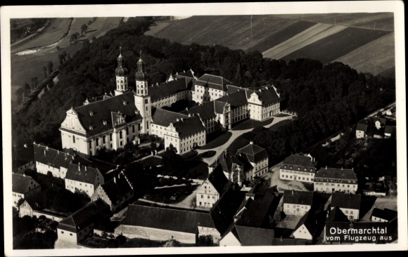 Postcard Obermarchtal in Württemberg, Untermarchtal monastery, aerial photo