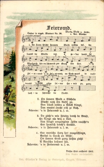 Song Postcard Feieromd, Anton Günther
