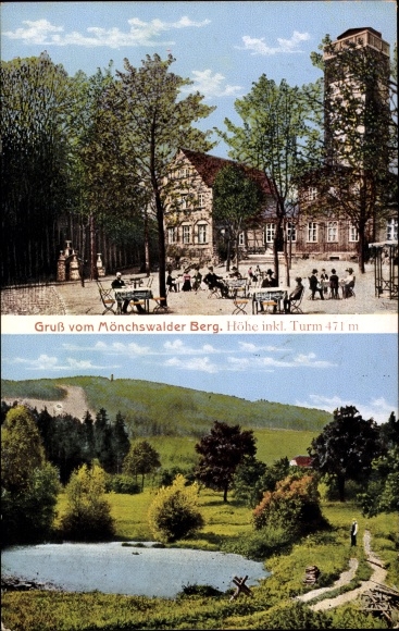 Postcard Wilthen in Lausitz Saxony, Mönchswalder Berg, observation tower, panorama of the place