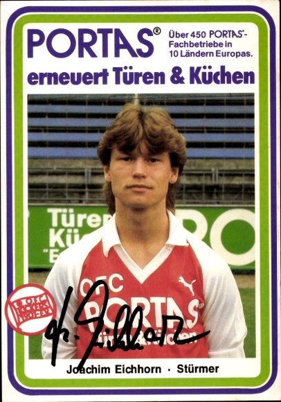 Karta autografu piłkarza Joachima Eichhorna, Kickers Offenbach, autograf