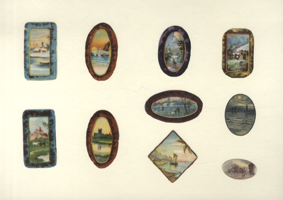 10 wafers landscape pictures with houses, approx. 6 x 3.5 cm to 2.5 x 4 cm