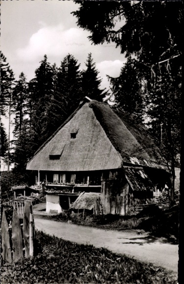 Postcard Thurner St. Märgen in the Black Forest, traditional Black Forest house, rural surroundings, pine...