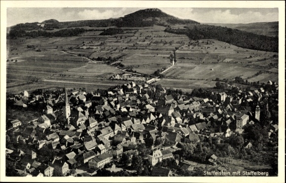 Postcard Bad Staffelstein am Main Upper Franconia, aerial photograph, panoramic view of the town, surroundings