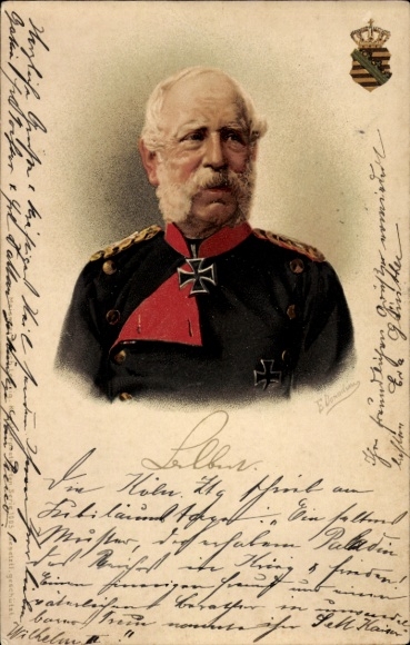 Kunstenaar litho Donadini, Antonio Ermenegildo, koning Albert van Saksen, portret