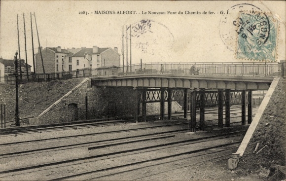 Postcard Maisons Alfort Val de Marne, Nouveau Pont du Chemin de fer