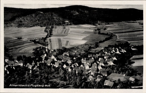 Postcard Almersbach in the Westerwald, aerial photograph