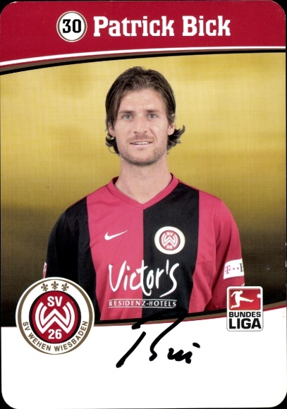Autograph card footballer Patrick Bick, SV Wehen Wiesbaden, autograph