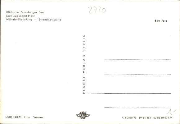 Postcard Sternberg in Mecklenburg, view of Sternberger See, Karl-Liebknecht-Platz, beach restaurant