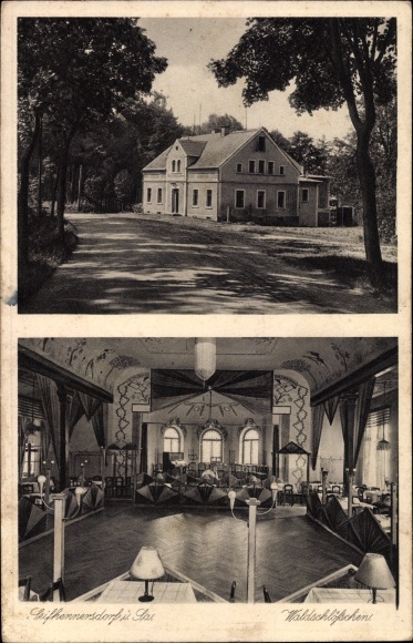 Postcard Seifhennersdorf in Saxony, Restaurant Waldschlösschen, interior view