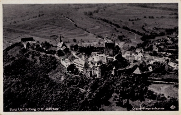 Postcard Thallichtenberg in the Palatinate, Lichtenberg Castle, aerial photograph