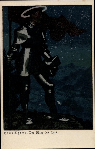 Artist Postcard Thoma, Hans, The Guardian of the Valley, Knight with Halo