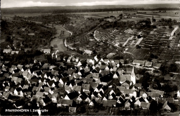 Postcard Pfaffenhofen im Zabergäu Württemberg, aerial photograph