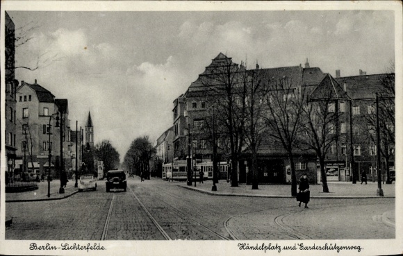 Postcard Berlin Steglitz Lichterfelde, Händelplatz, Gardeschützenweg