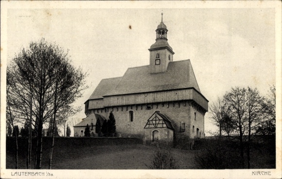 Postcard Lauterbach Marienberg in the Ore Mountains, view of the church