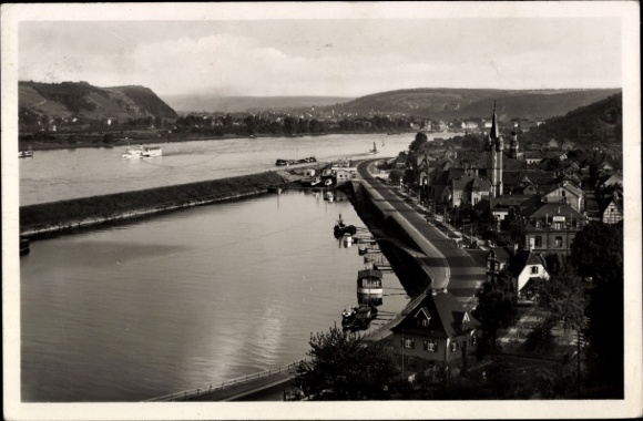 Postcard Oberwinter Remagen am Rhein, river landscape, ships, houses, Oberwinter am Rhein