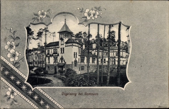 passe-partout ansichtkaart Gommern Saksen Anhalt, sanatorium Vogelsang