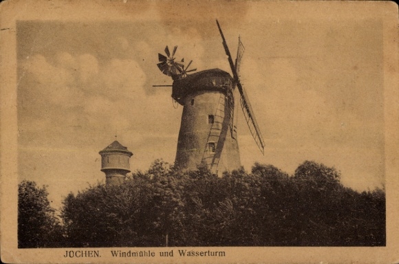 Ak Jüchen Nordrhein Westfalen, Windmühle, Wasserturm