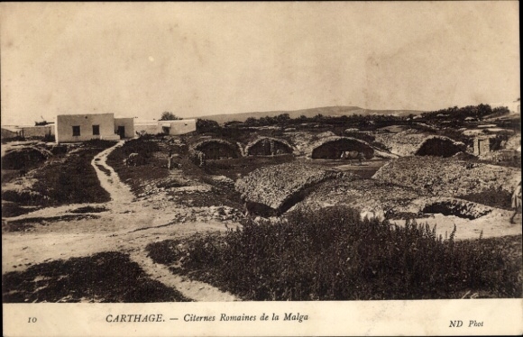 Ak Carthage Karthago Tunesien,  Römische Zisternen, Landschaft mit Hügeln